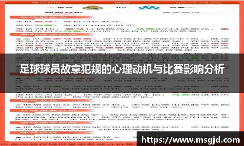 足球球员故意犯规的心理动机与比赛影响分析